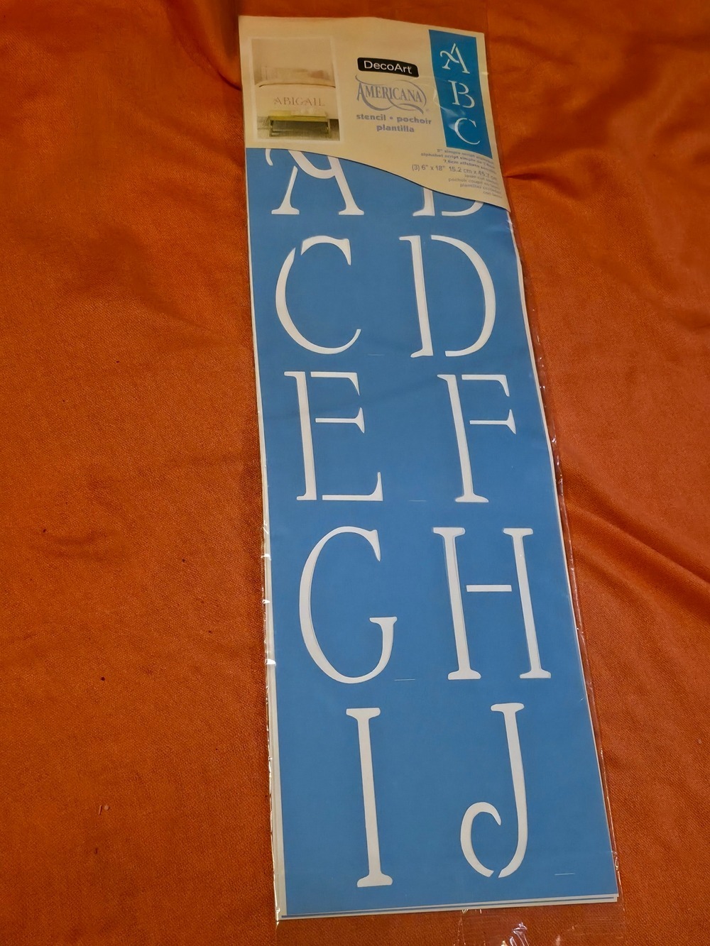 4/$25 Deal! DecoArt Americana Alphabet Stencil - Blue with White Letters